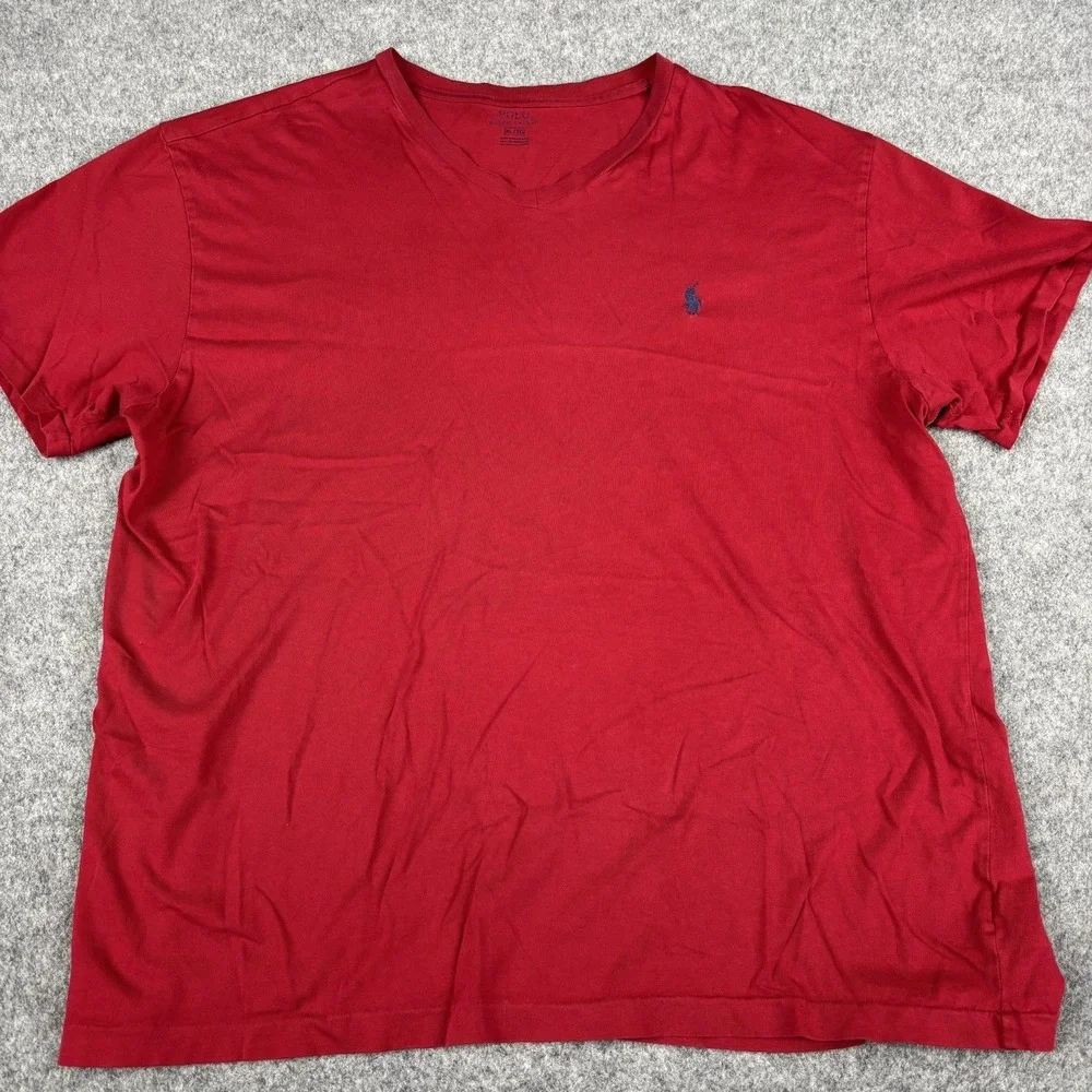 Polo Ralph Lauren V Neck Shirt Mens Xl‎ Red Short Sleeve Pony Logo Classic Fit